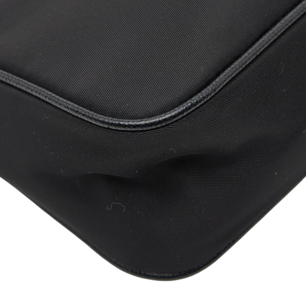 Prada Black Nylon Leather Handbag Shoulder Bag (Pre-Owned)