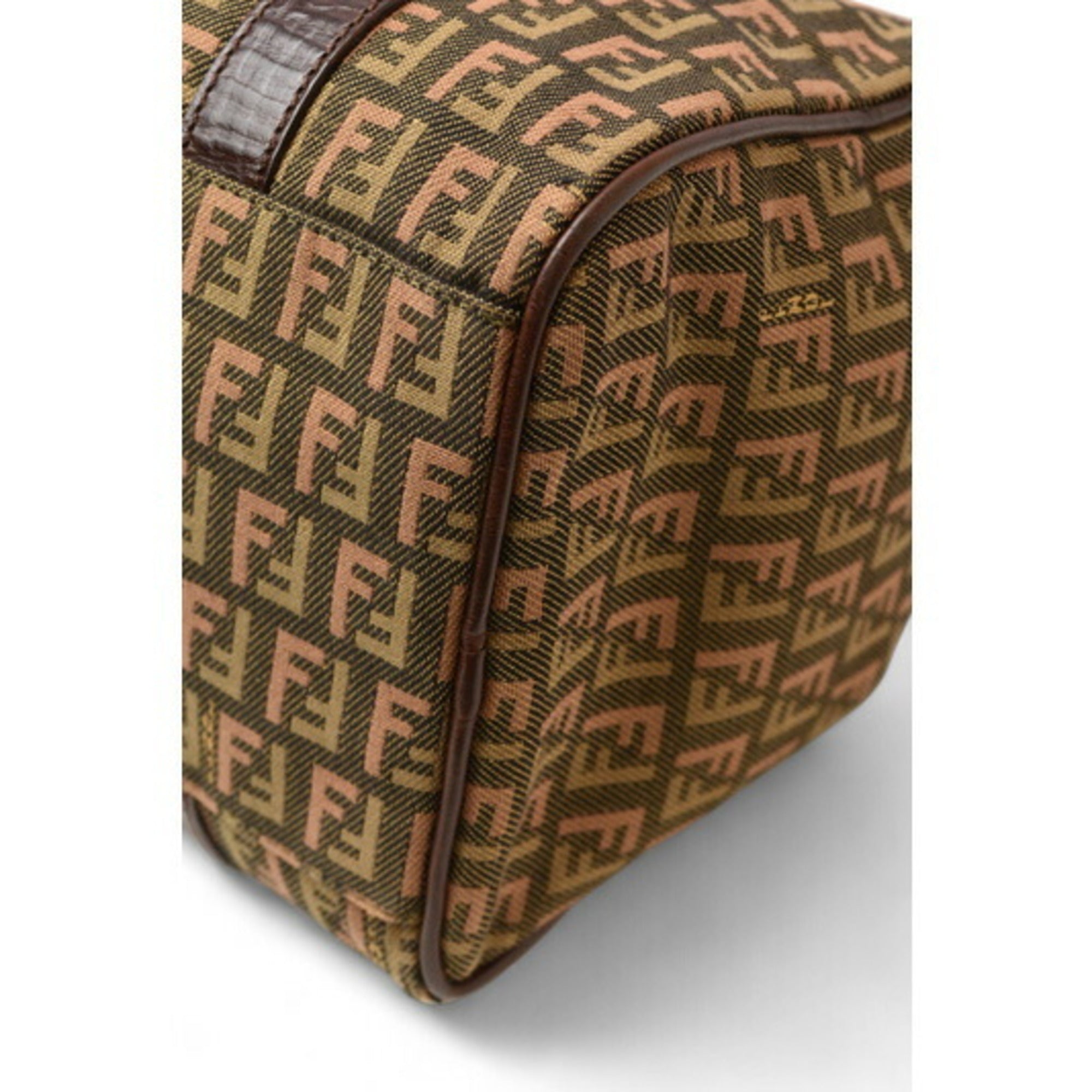 Fendi Zucca Khaki Brown Zucca Canvas Handbag (Pre-Owned)