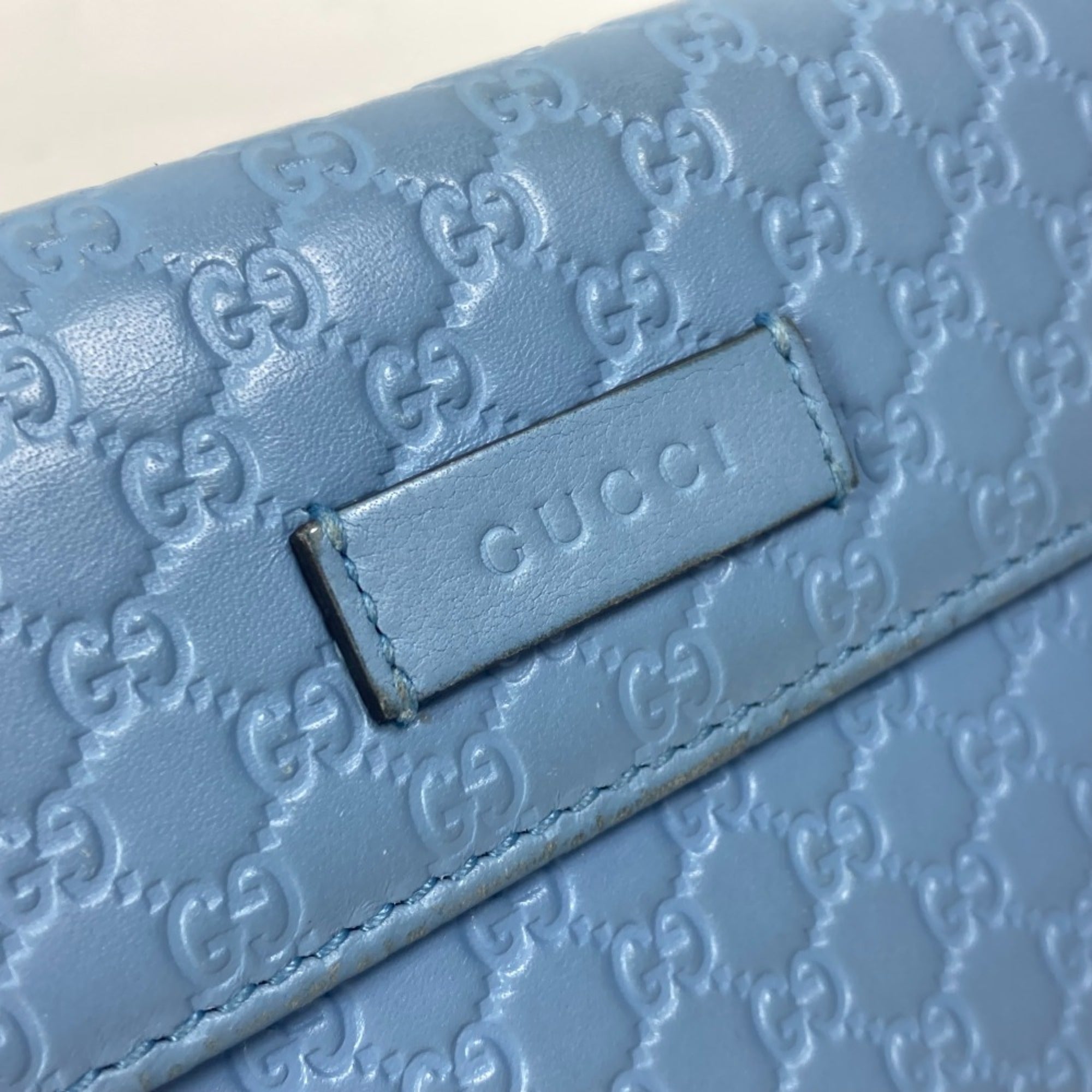 Gucci Blue Leather Long Wallet (Bi-Fold) (Pre-Owned)