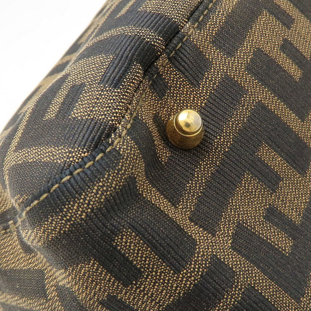 Fendi Zucca Brown Canvas Leather Tote Bag (Pre-Owned)