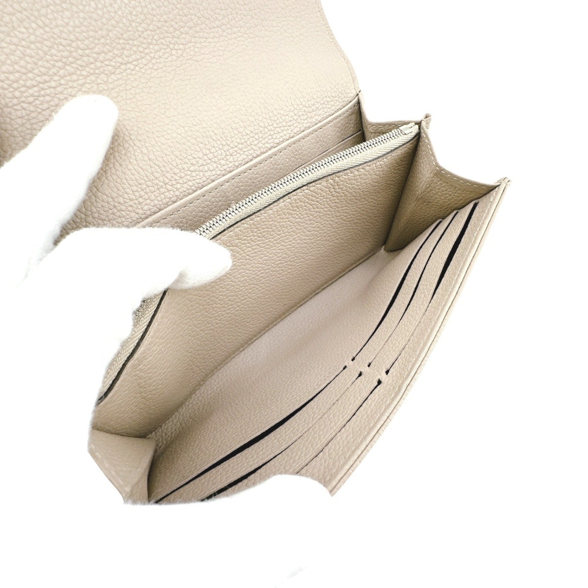 Louis Vuitton Beige Galle Monogram Mahina Leather Long Wallet (Tri-Fold) (Pre-Owned)