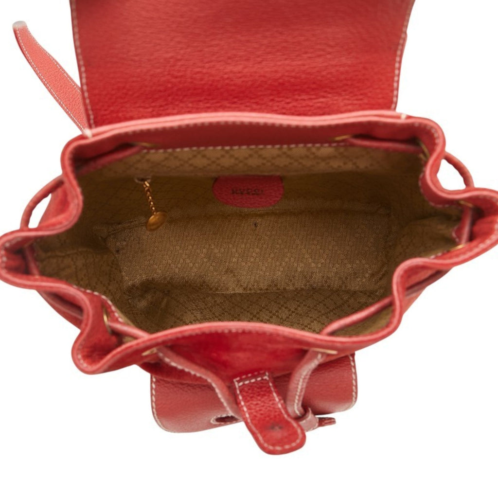 Gucci Bamboo Red Color Suede Leather Backpack (Pre-Owned)