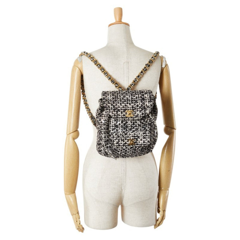 Chanel Black White Tweed Spangles Backpack (Pre-Owned)