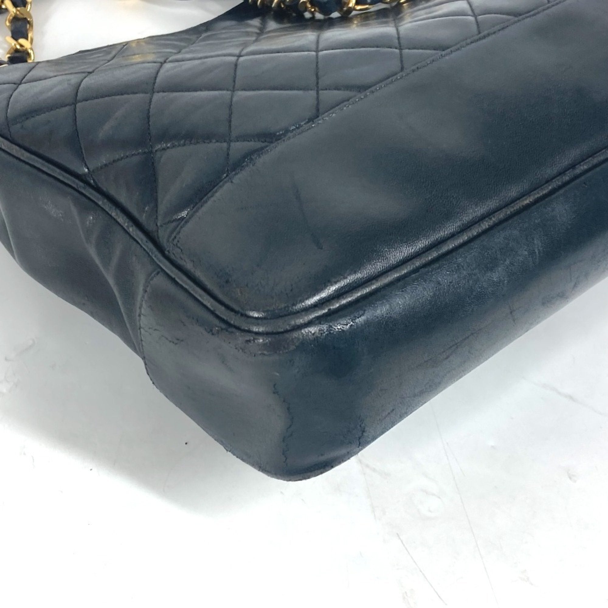 Chanel Black Gold Leather Shoulder Bag Tote Bag (Pre-Owned)