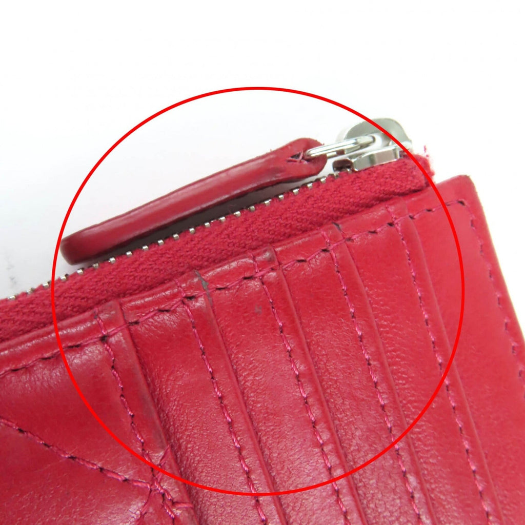 Chanel Matelasse Red Color Leather Coin Purse/Coin Case (Pre-Owned)