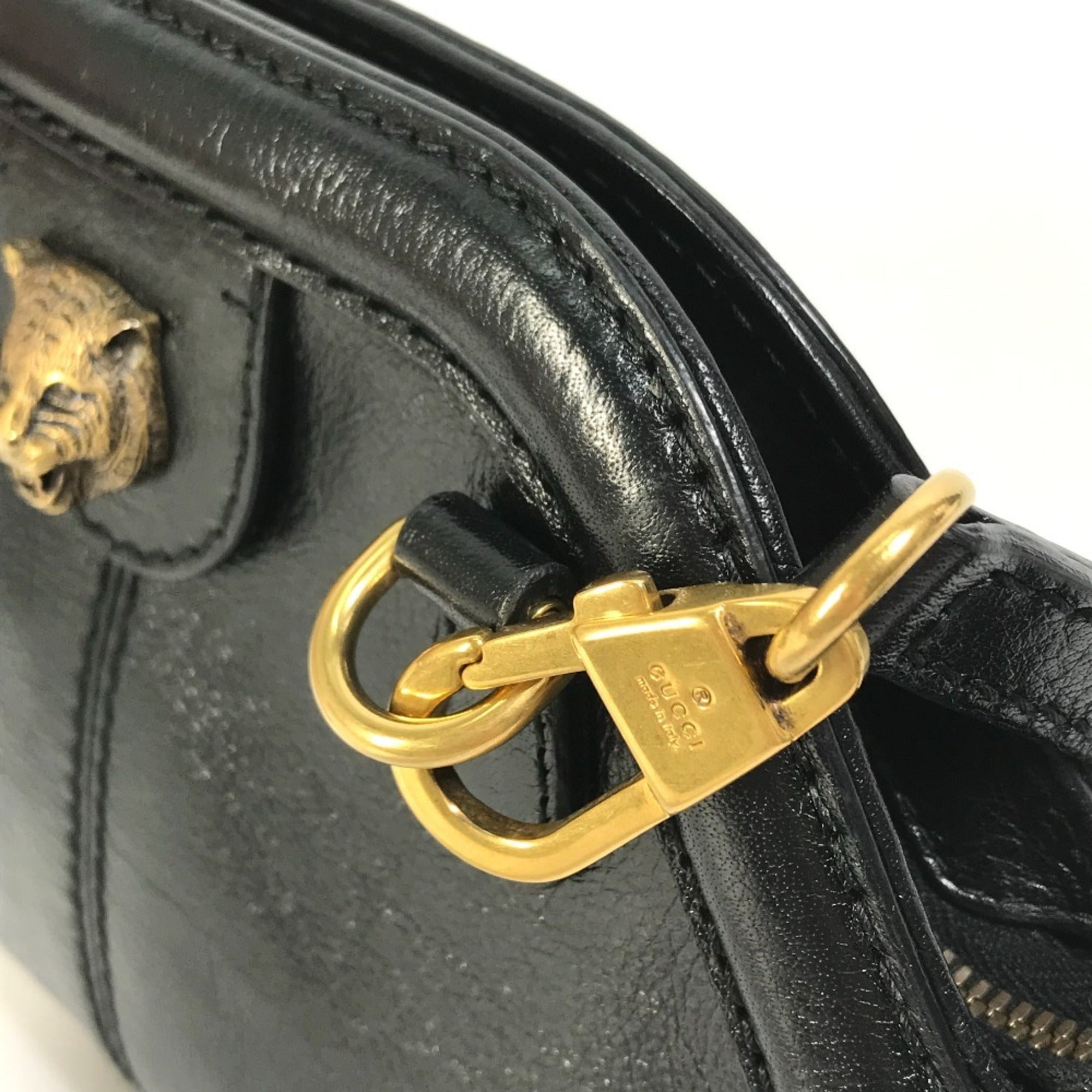 Gucci Black Leather Clutch Bag Shoulder Bag (Pre-Owned)