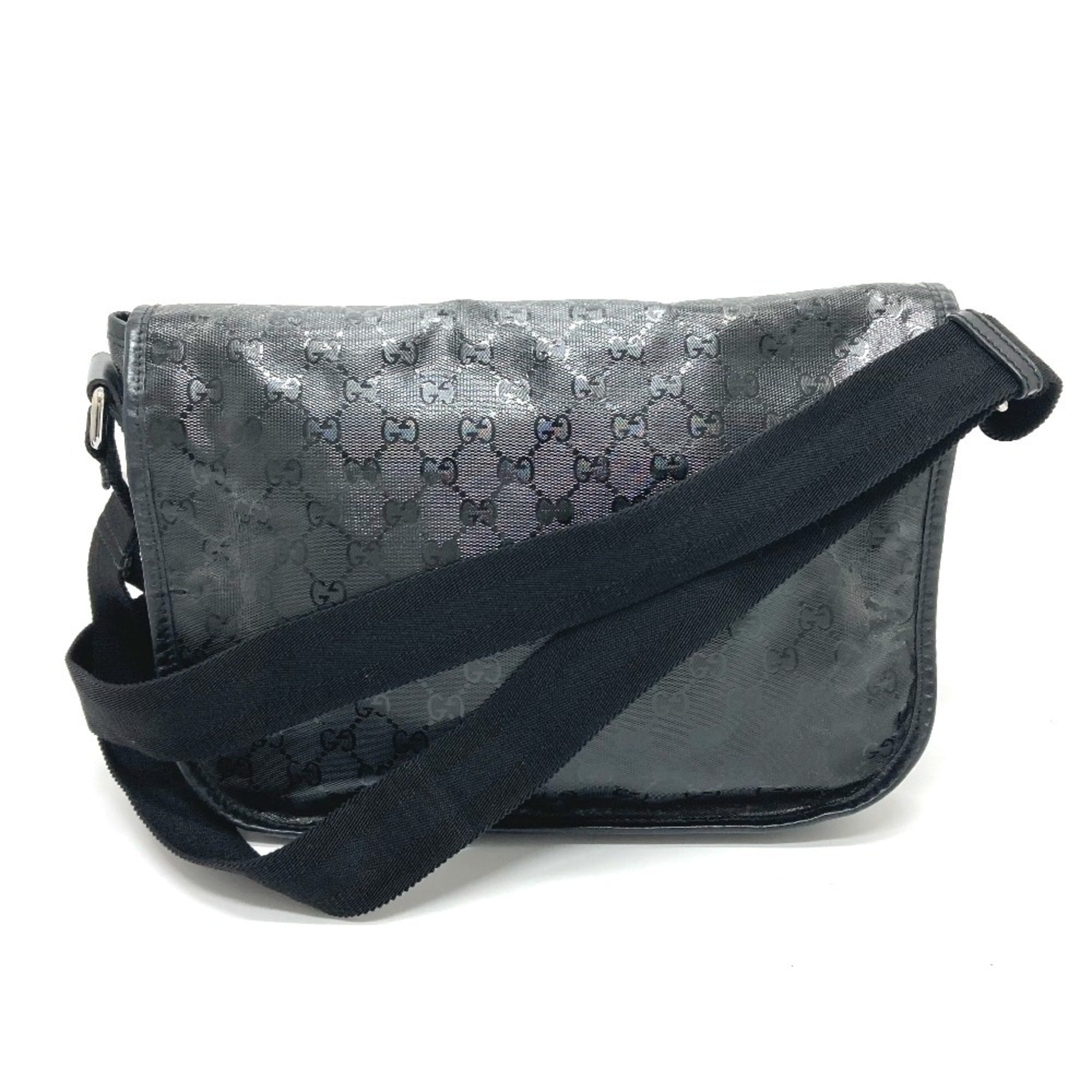 Gucci Black Gg Imprimé Messenger Bag Shoulder Bag (Pre-Owned)