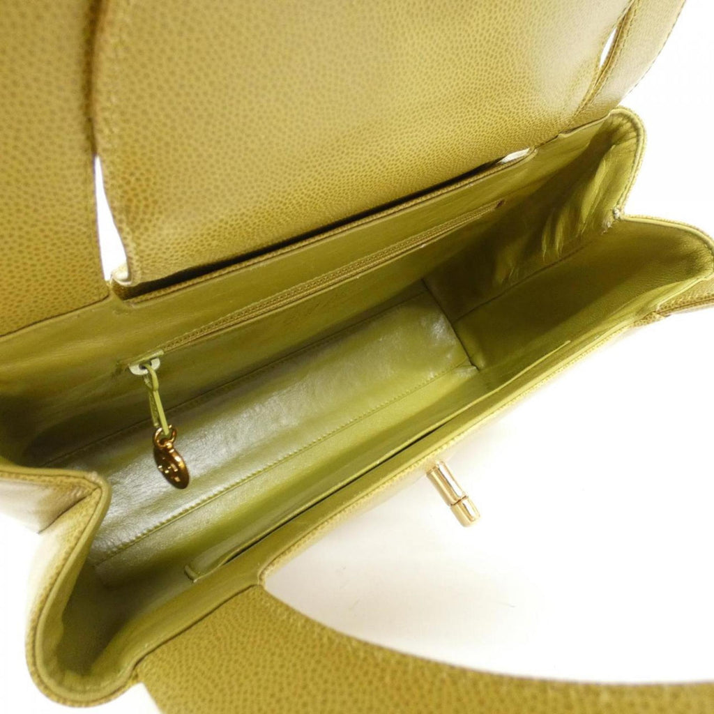 Chanel Green Grained Calfskin Handbag (Pre-Owned)