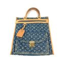 Louis Vuitton Blue Yellow Monogram Denim Shoulder Bag Tote Bag (Pre-Owned)