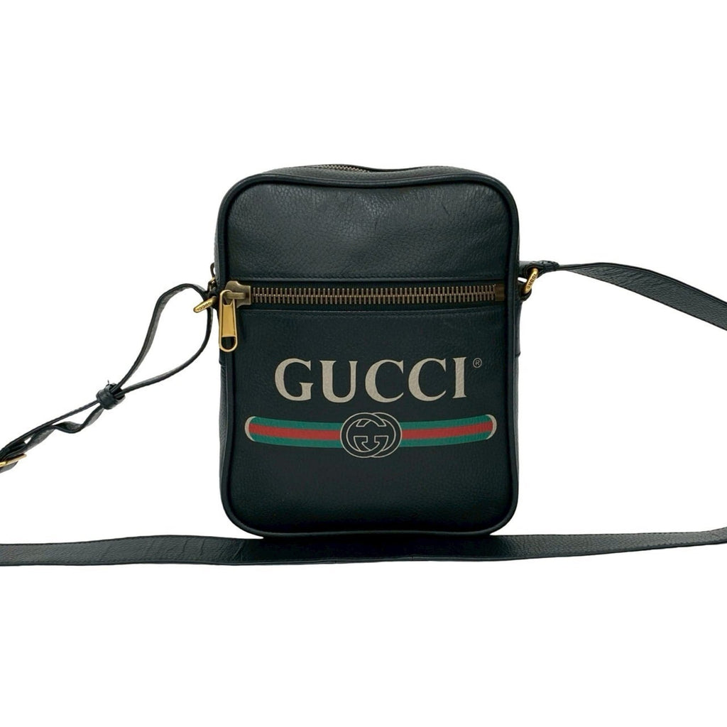 Gucci Black Green Red Color Leather Messenger Bag Pochette Shoulder Bag (Pre-Owned)