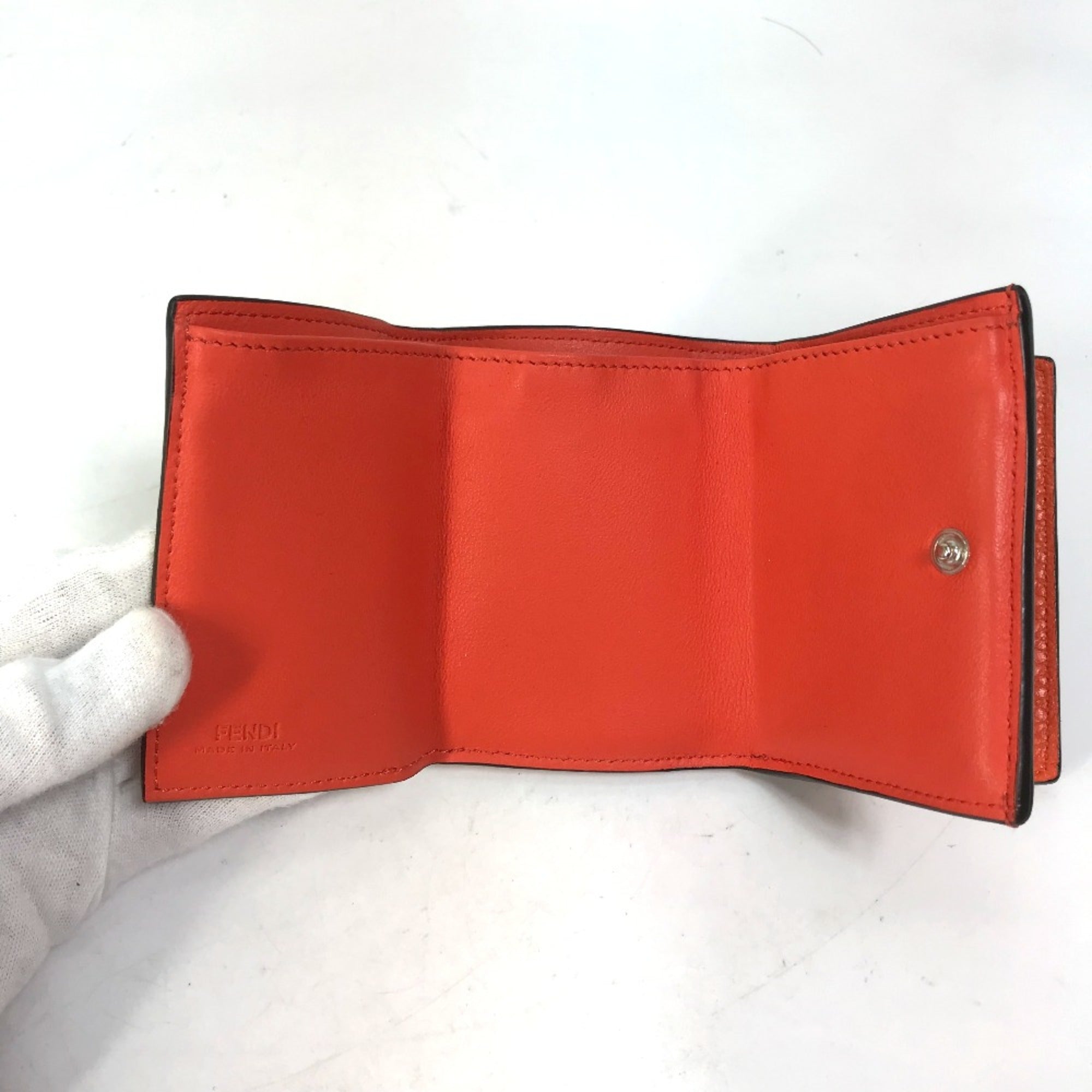 Fendi Orange Leather Wallet (Tri-Fold) (Pre-Owned)