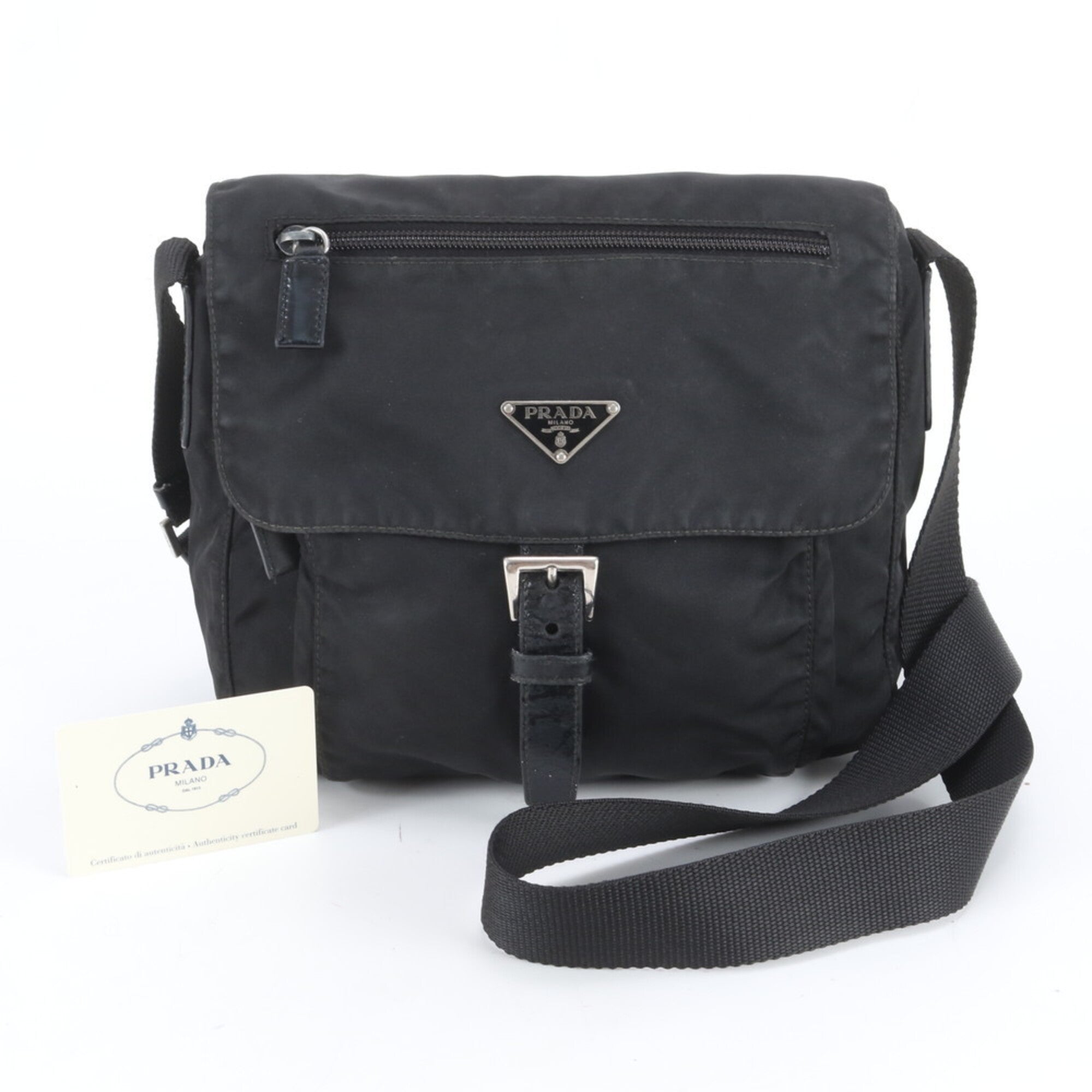 Prada Black Nylon Leather Shoulder Bag (Pre-Owned)