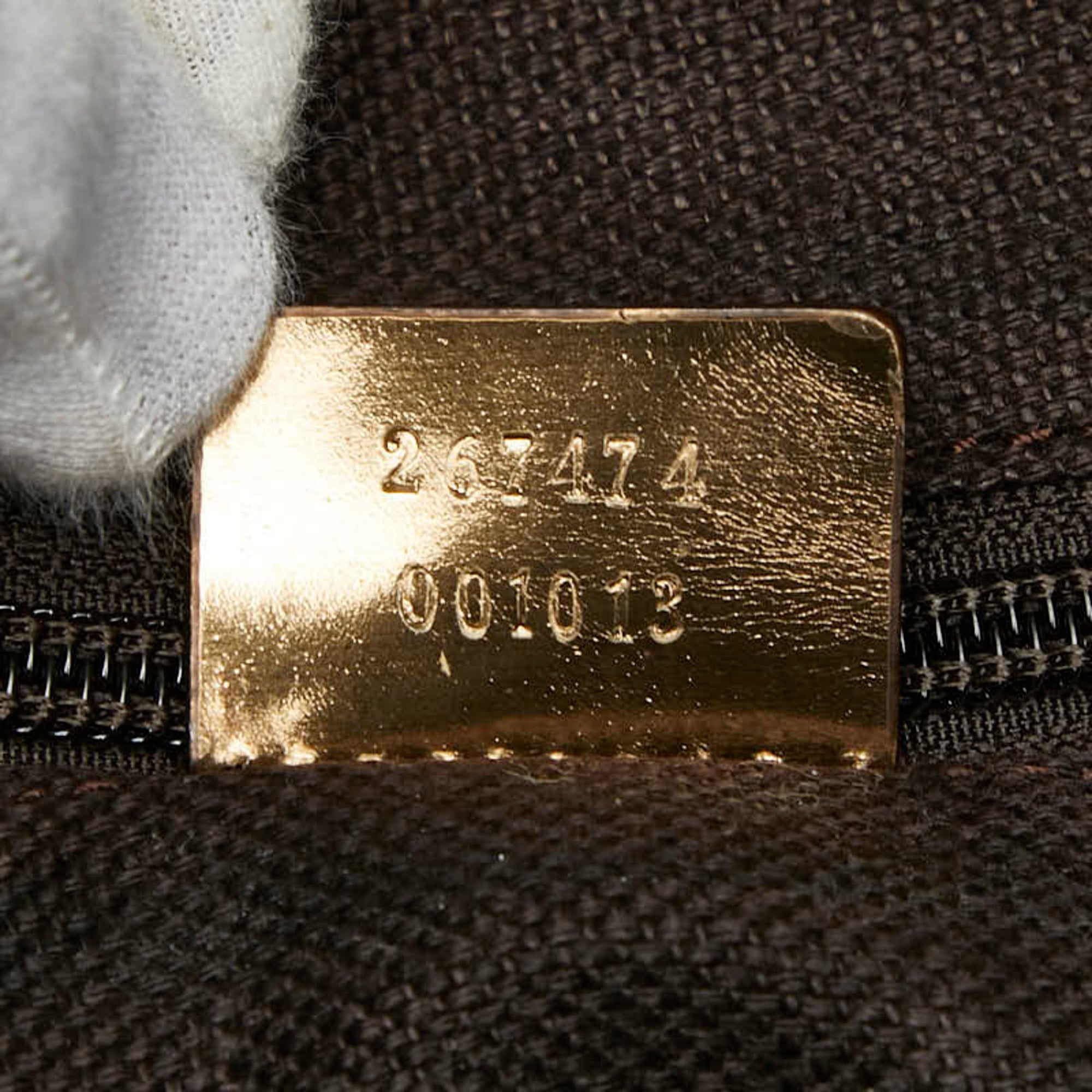 Gucci Beige Gold Canvas Leather Handbag Tote Bag (Pre-Owned)