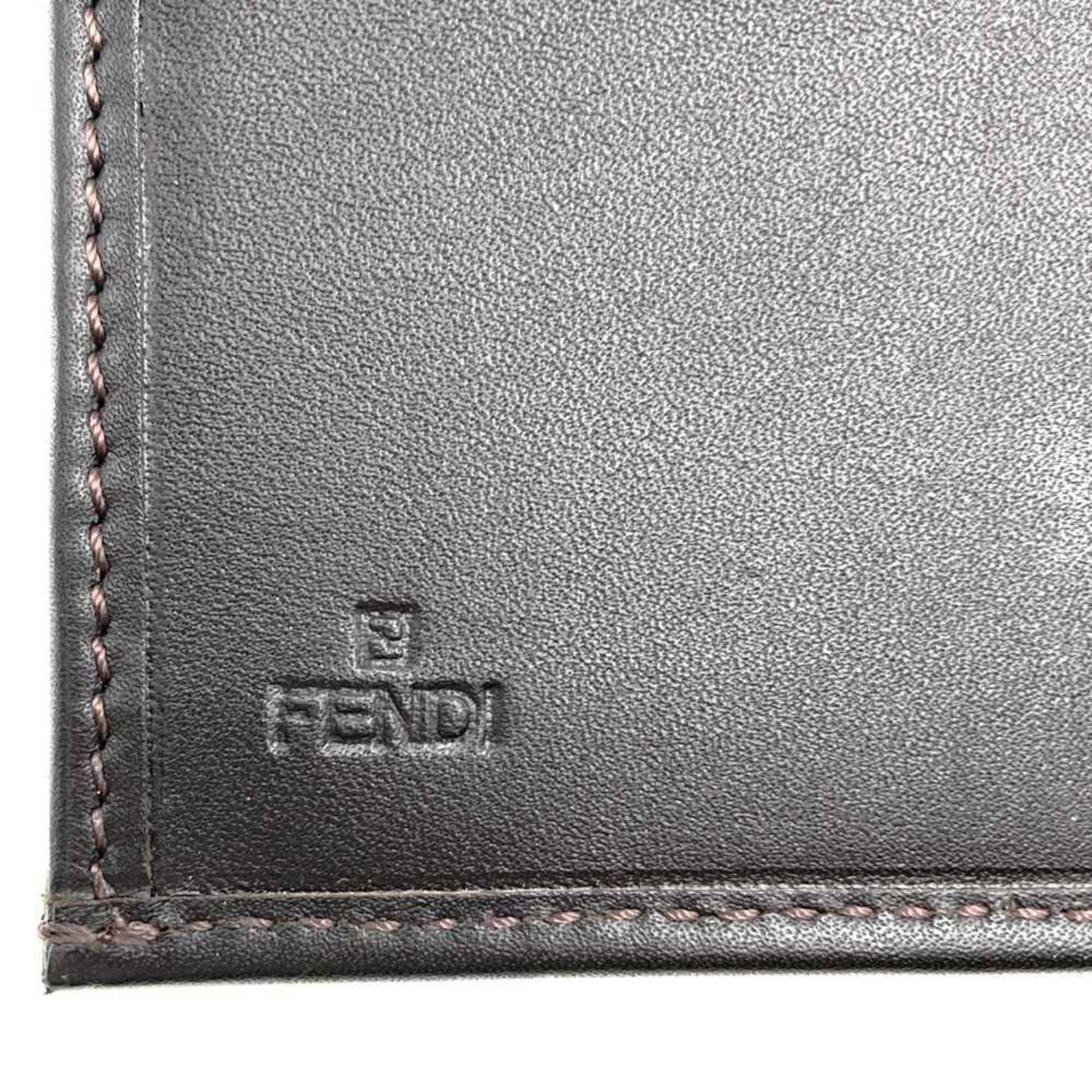 Fendi Zucchino Brown Canvas Long Wallet (Bi-Fold) (Pre-Owned)