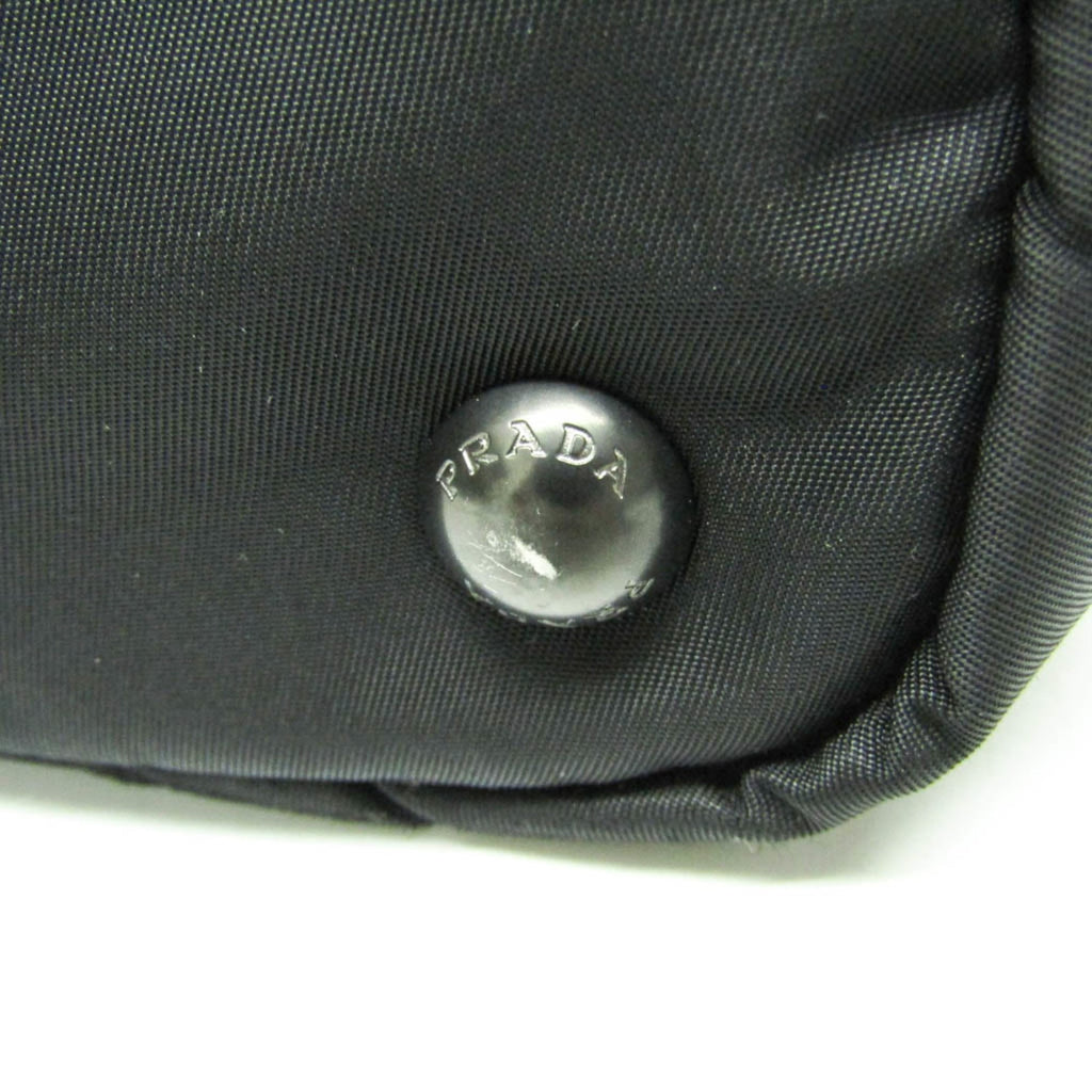 Prada Convertible Double Tote Nappa Leather And Tessuto Black Nylon Handbag (Pre-Owned)