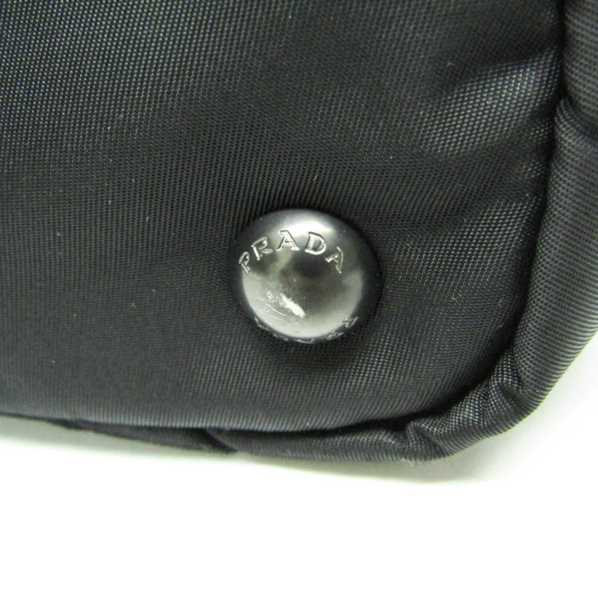Prada Convertible Double Tote Nappa Leather And Tessuto Black Nylon Handbag (Pre-Owned)
