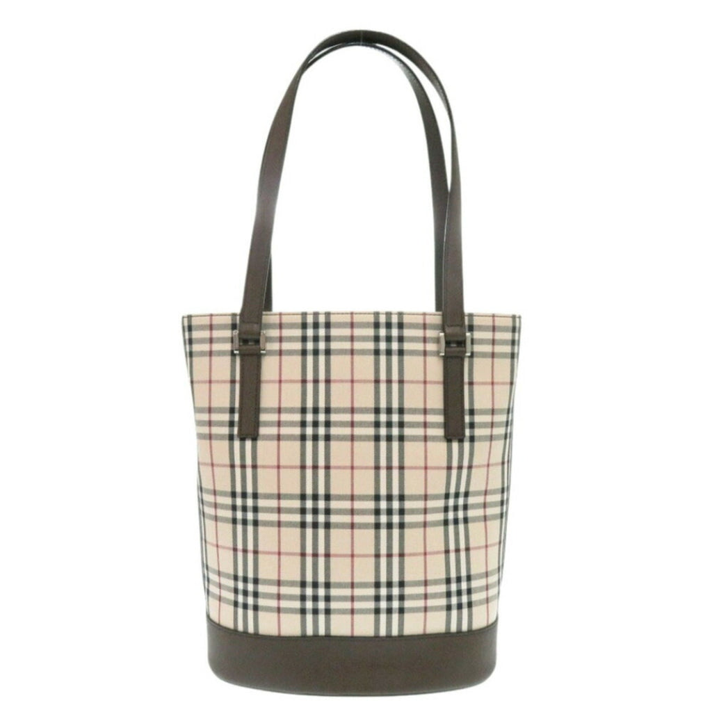 Burberry Beige Brown Cotton Handbag Tote Bag (Pre-Owned)