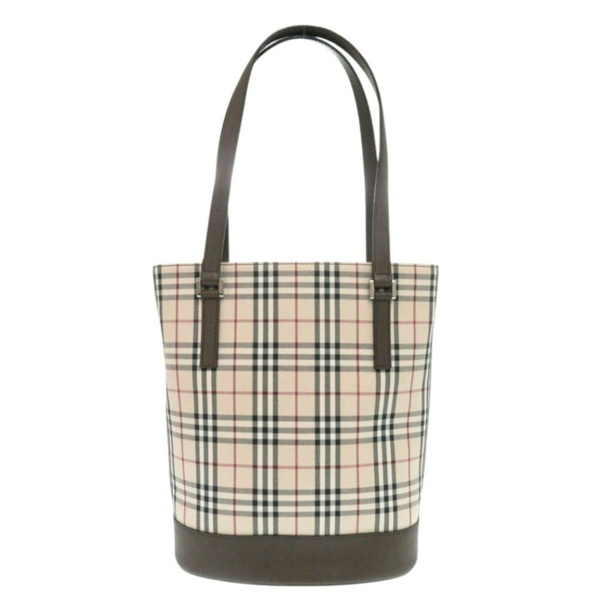 Burberry Beige Brown Cotton Handbag Tote Bag (Pre-Owned)