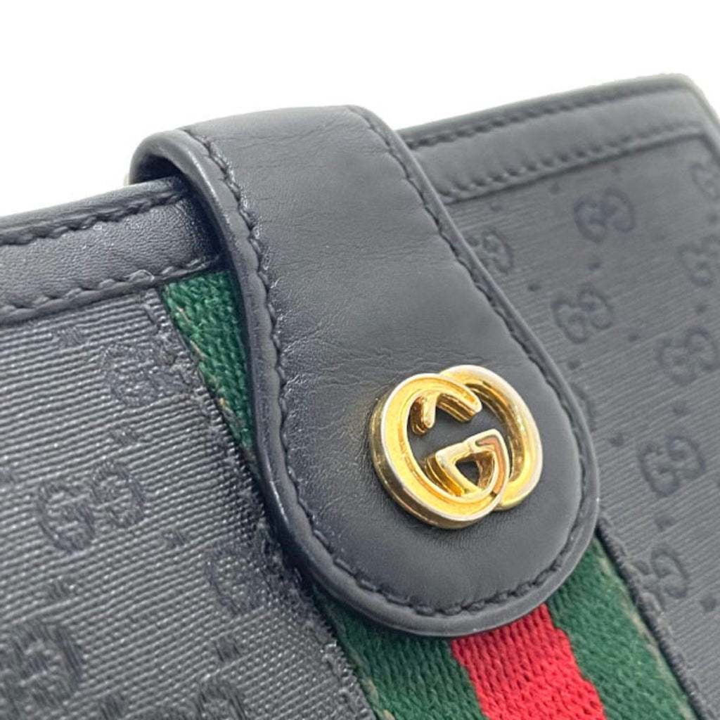 Gucci Black Green Red Color Pvc Leather Middle Wallet (Bi-Fold) (Pre-Owned)