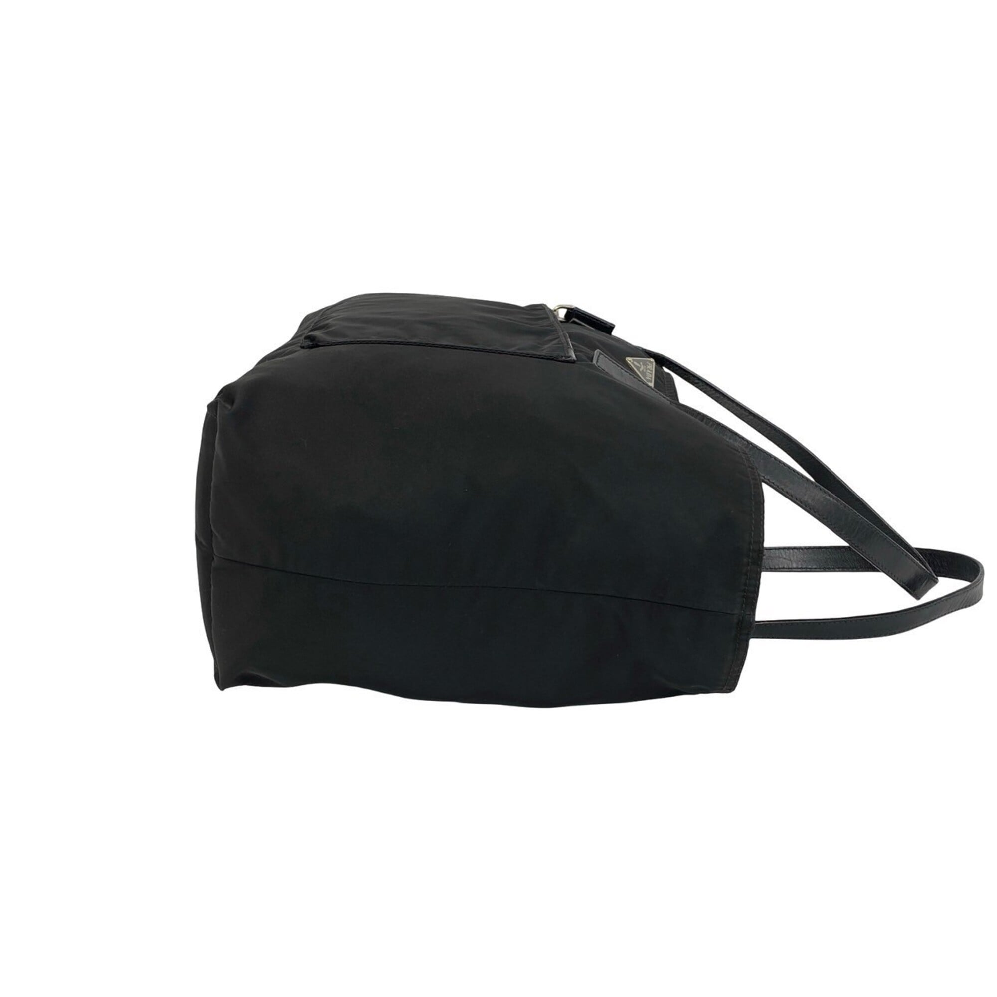 Prada Black Nylon Leather Handbag Shoulder Bag Tote Bag (Pre-Owned)