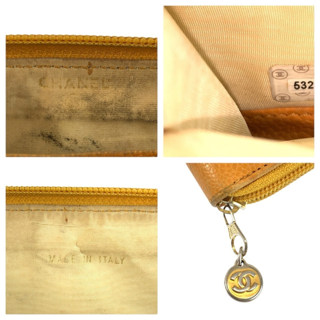 Chanel Yellow Leather Long Wallet (Bi-Fold) (Pre-Owned)