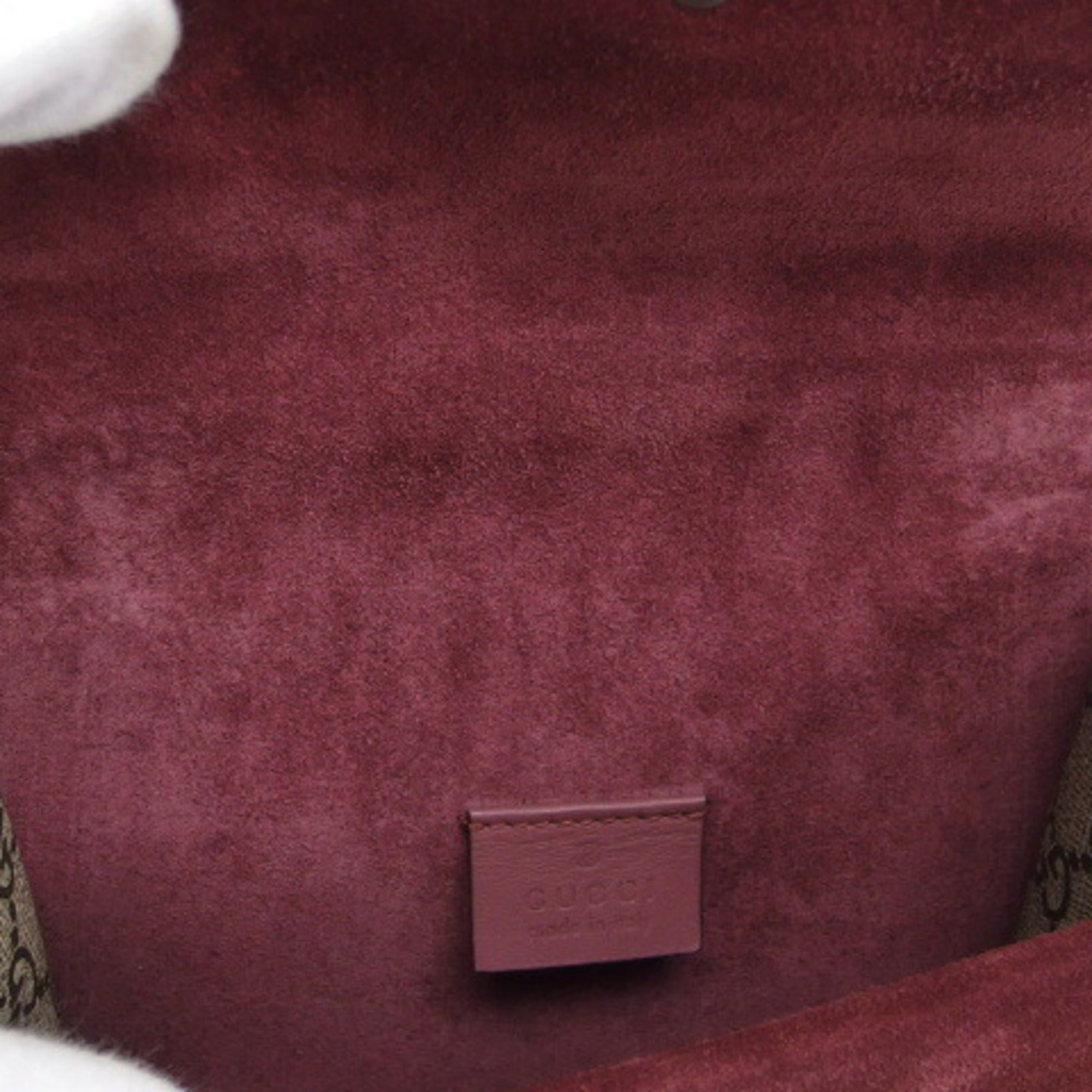 Gucci Beige Bordeaux Pink Coated Canvas Suede Shoulder Bag (Pre-Owned)