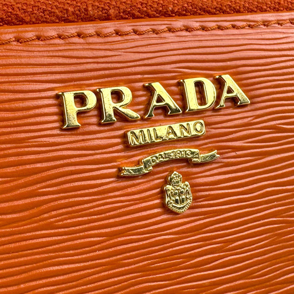 Prada Orange Leather Coin Purse/Coin Case (Pre-Owned)