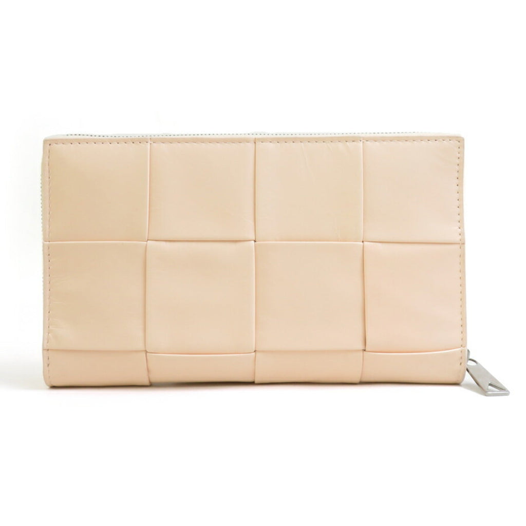 Bottega Veneta Beige Leather Long Wallet (Bi-Fold) (Pre-Owned)
