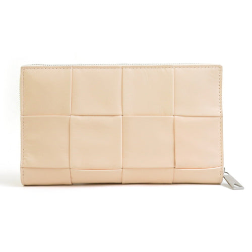 Bottega Veneta Beige Leather Long Wallet (Bi-Fold) (Pre-Owned)