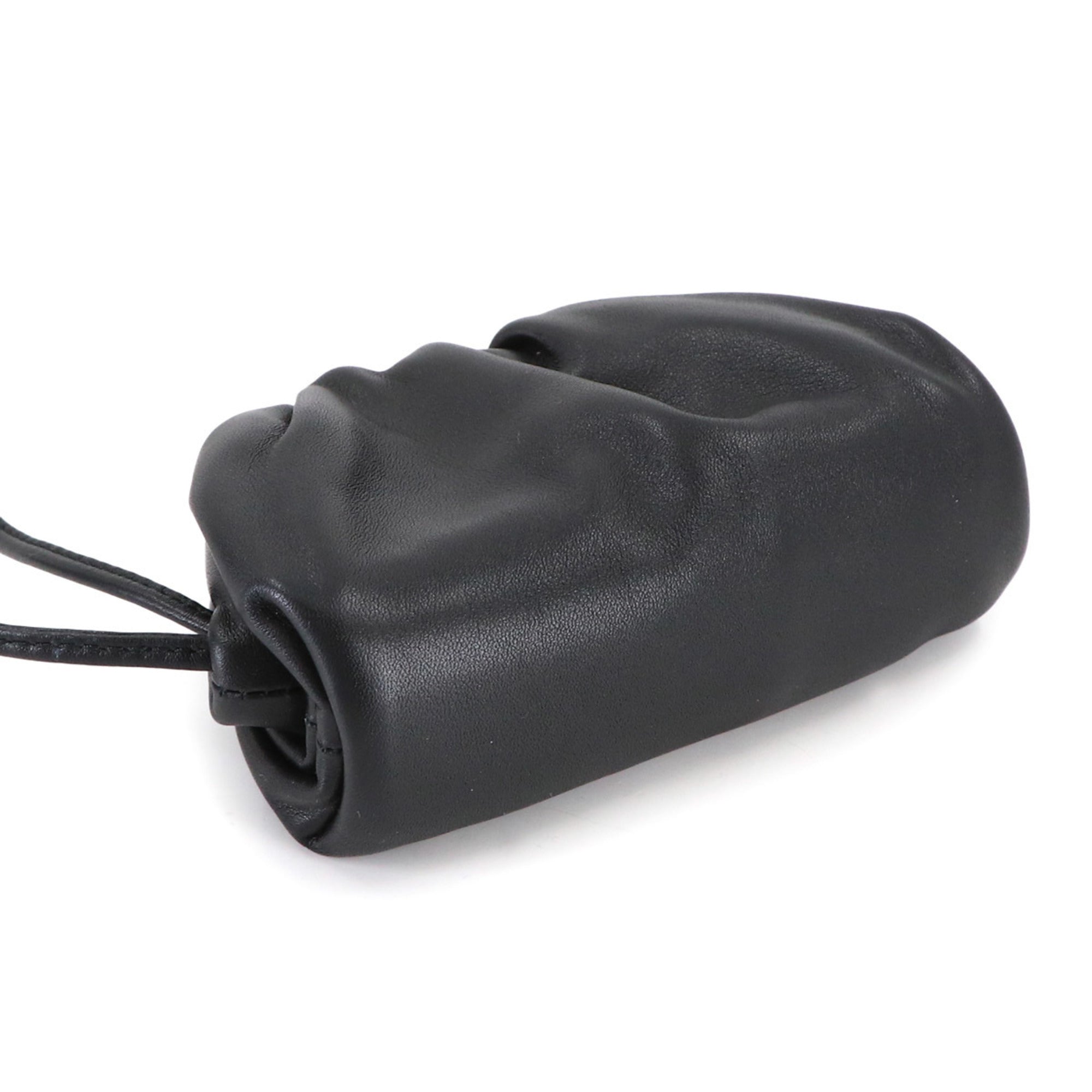 Bottega Veneta Black Leather Coin Purse/Coin Case (Pre-Owned)