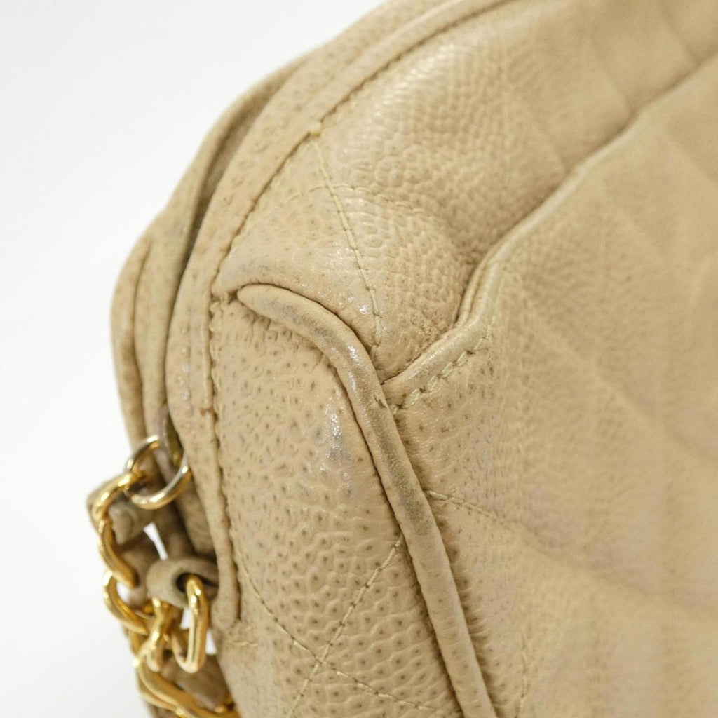Chanel Beige Grained Calfskin Shoulder Bag (Pre-Owned)