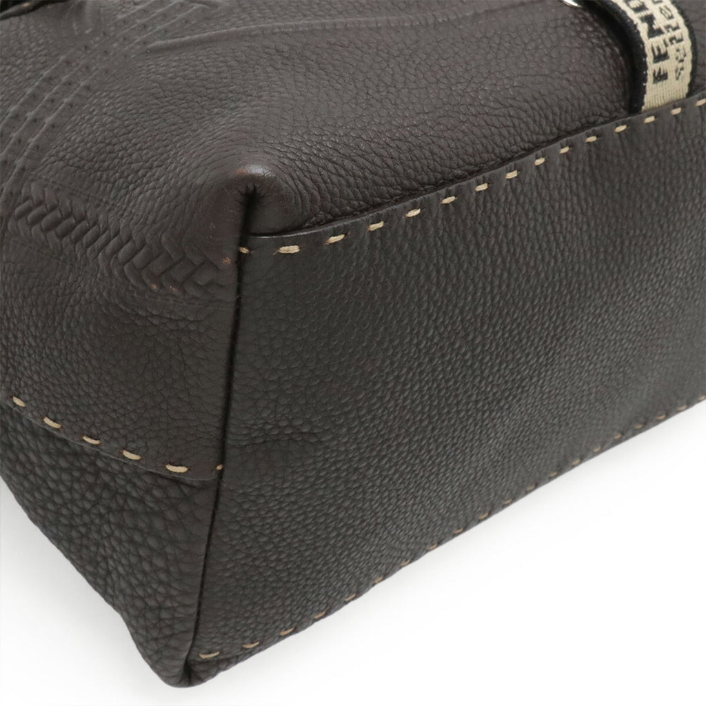 Fendi Selleria Dark Brown Leather Handbag (Pre-Owned)