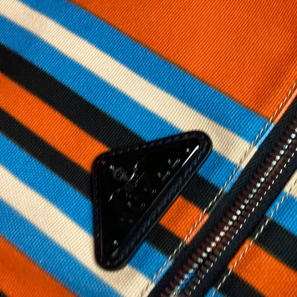 Prada Black Blue Orange Canvas Shoulder Bag Sling Bag (Pre-Owned)