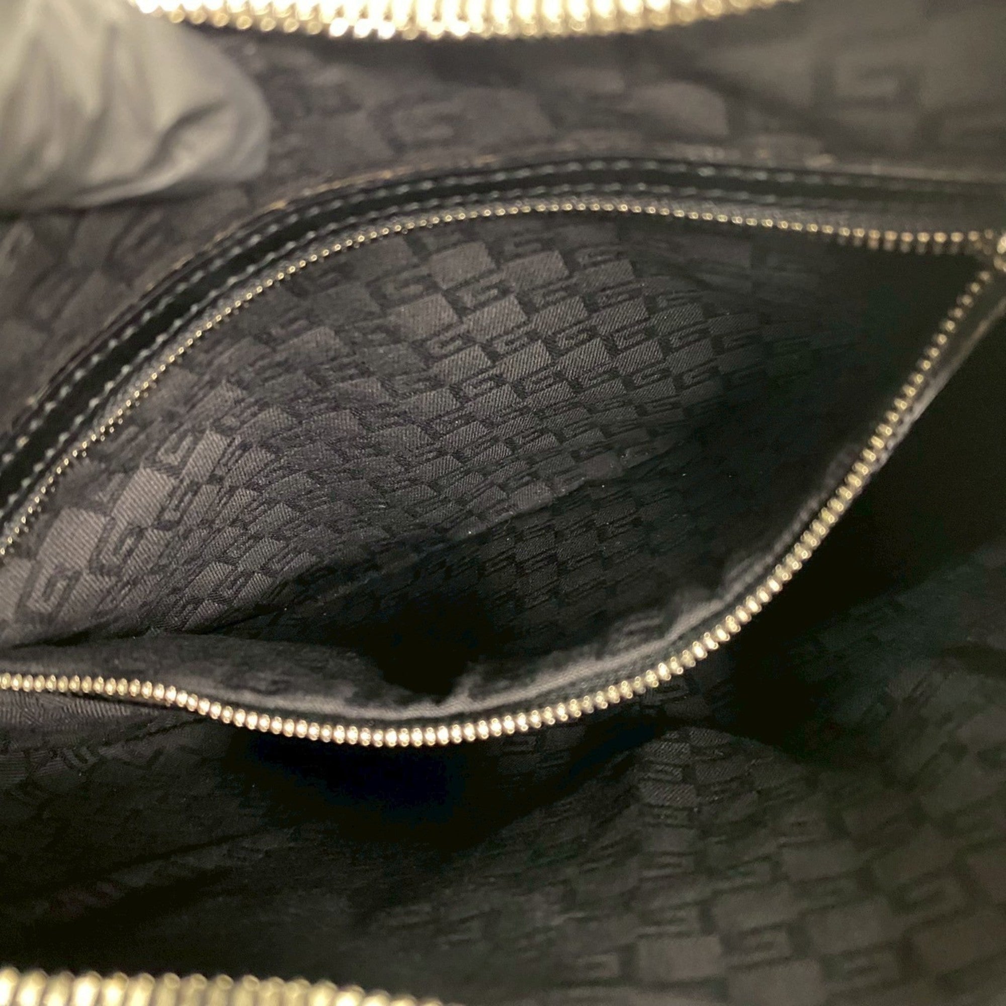 Gucci Black Leather Canvas Handbag Shoulder Bag (Pre-Owned)
