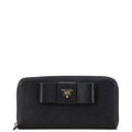 Prada Black Leather Long Wallet (Bi-Fold) (Pre-Owned)