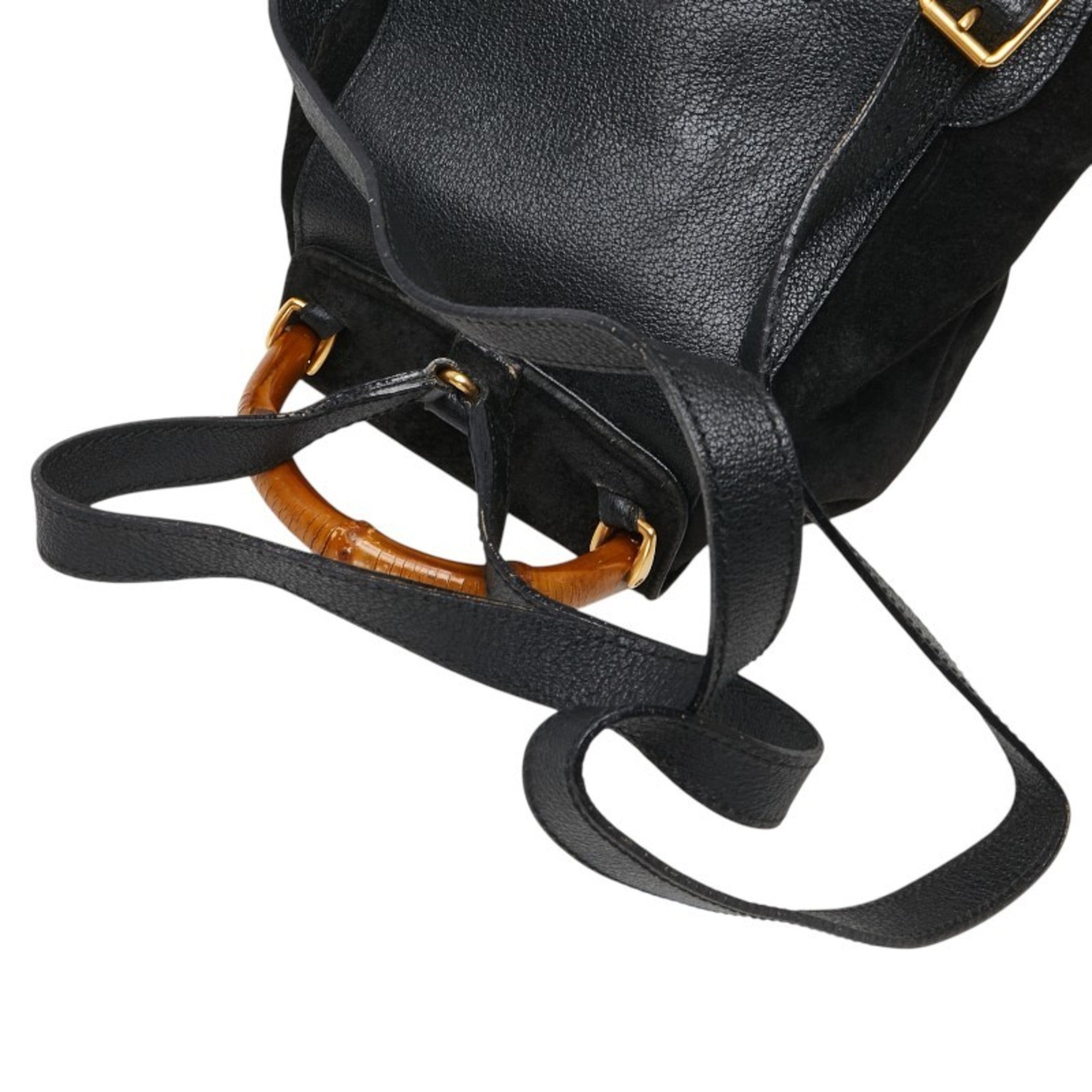 Gucci Black Leather Suede Backpack (Pre-Owned)