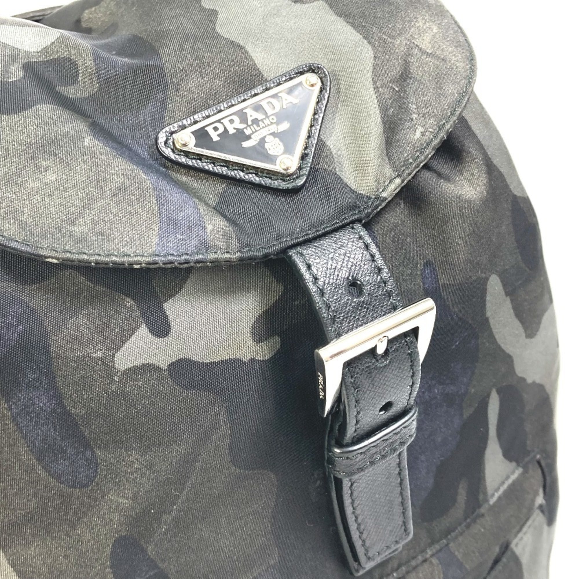 Prada Camouflage Green Nylon Leather Backpack (Pre-Owned)