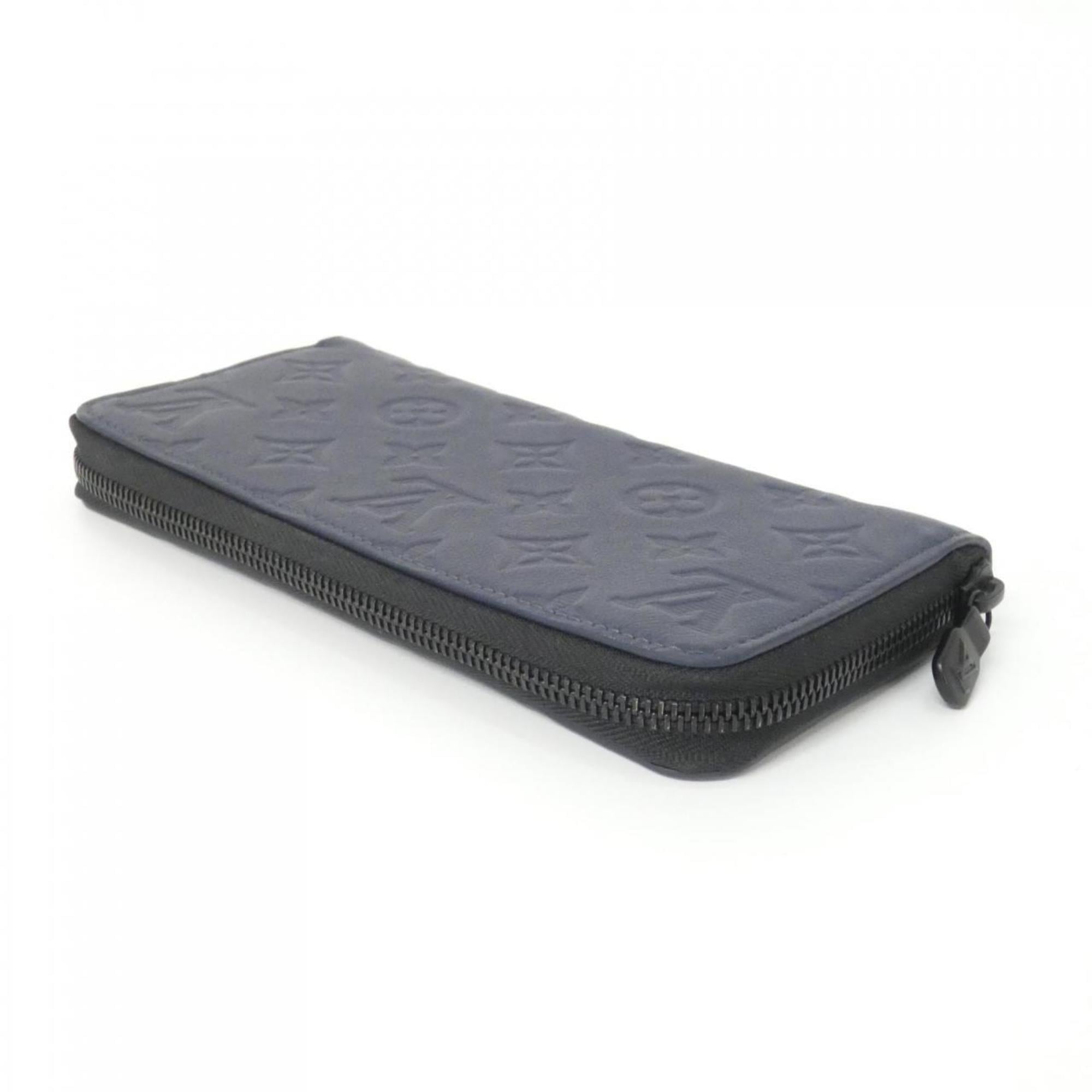 Louis Vuitton Monogram Shadow Navy Leather Long Wallet (Bi-Fold) (Pre-Owned)