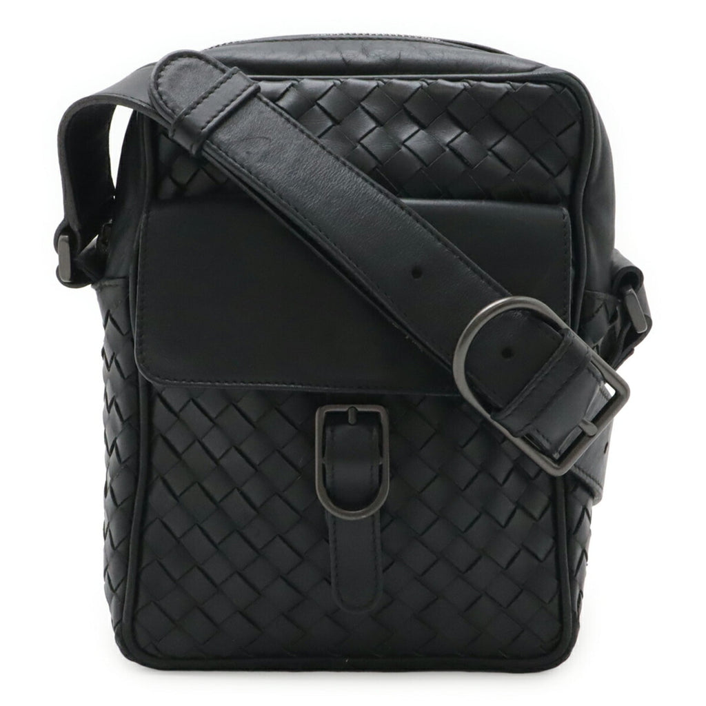 Bottega Veneta Black Leather Pochette Shoulder Bag (Pre-Owned)