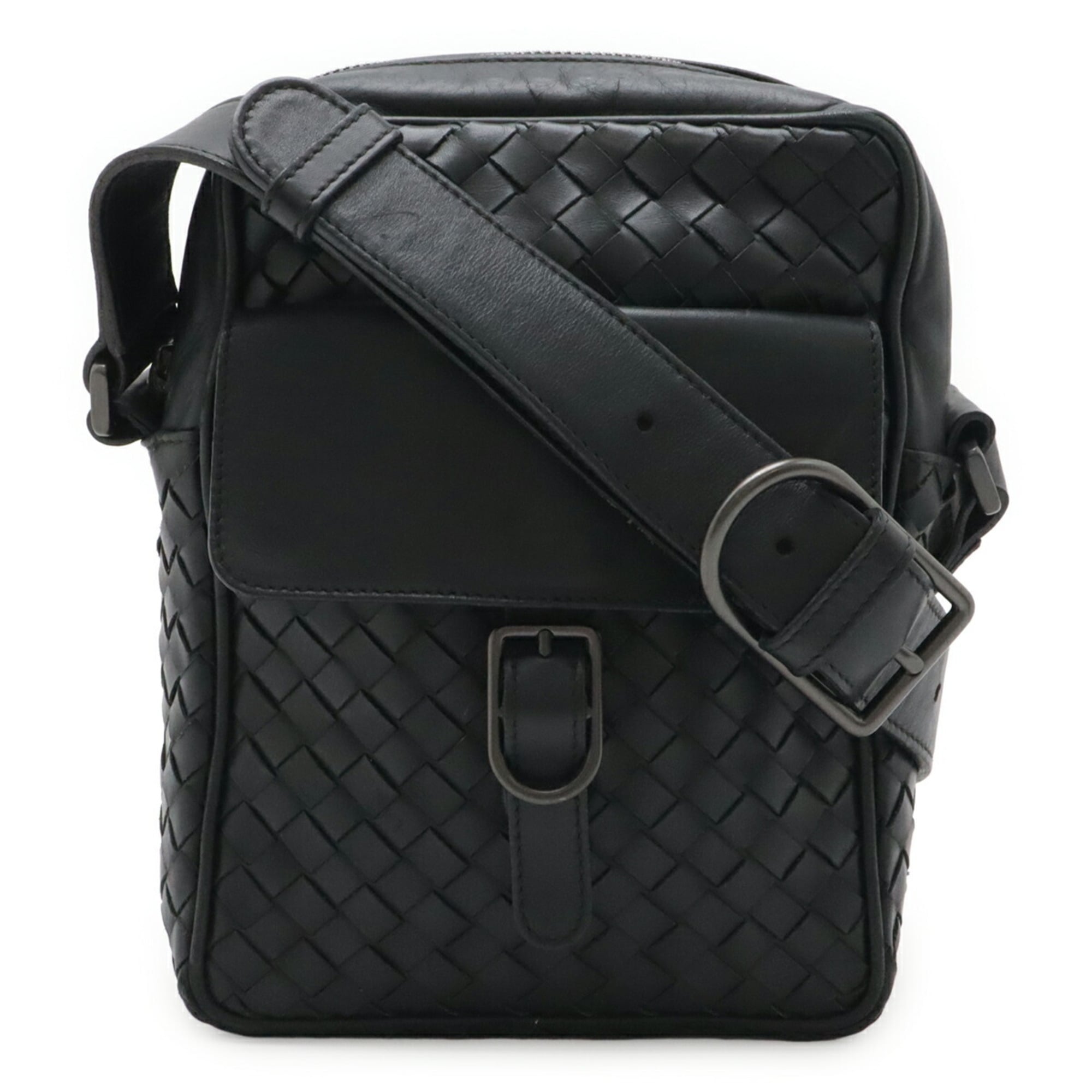 Bottega Veneta Black Leather Pochette Shoulder Bag (Pre-Owned)