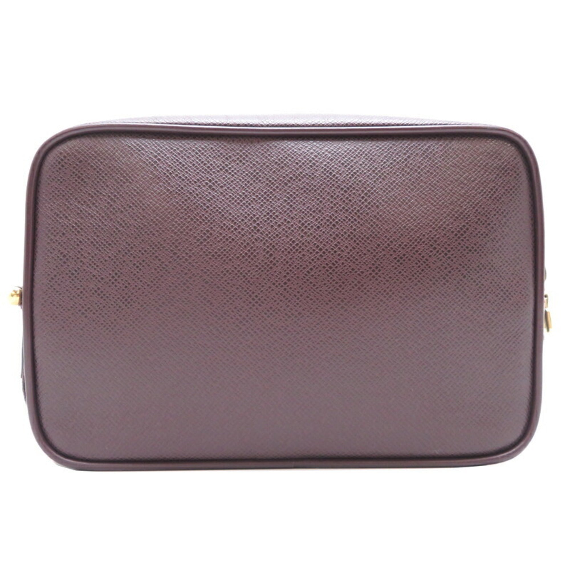 Louis Vuitton Acajou Brown Taiga Leather Clutch Bag Pouch (Pre-Owned)