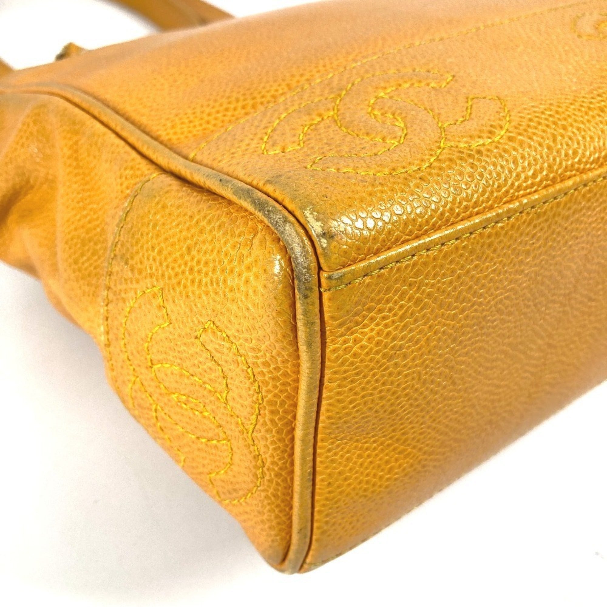 Chanel Yellow Grained Calfskin Shoulder Bag Tote Bag (Pre-Owned)