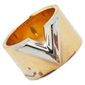 Louis Vuitton Gold Silver Metal Band Ring (Pre-Owned)