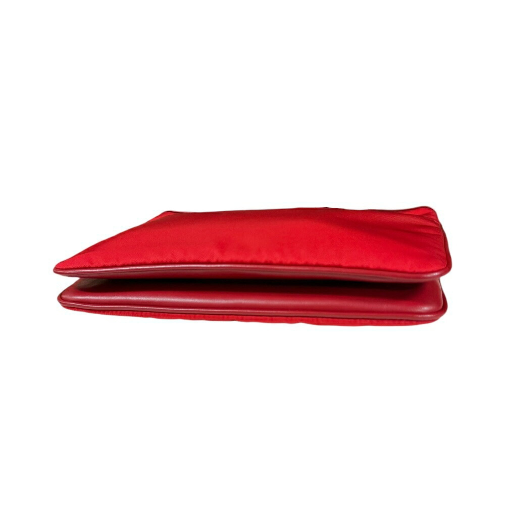 Prada Red Color Nylon Shoulder Bag (Pre-Owned)