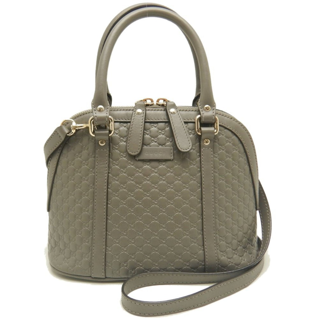 Gucci Microguccissima Gray Leather Handbag (Pre-Owned)
