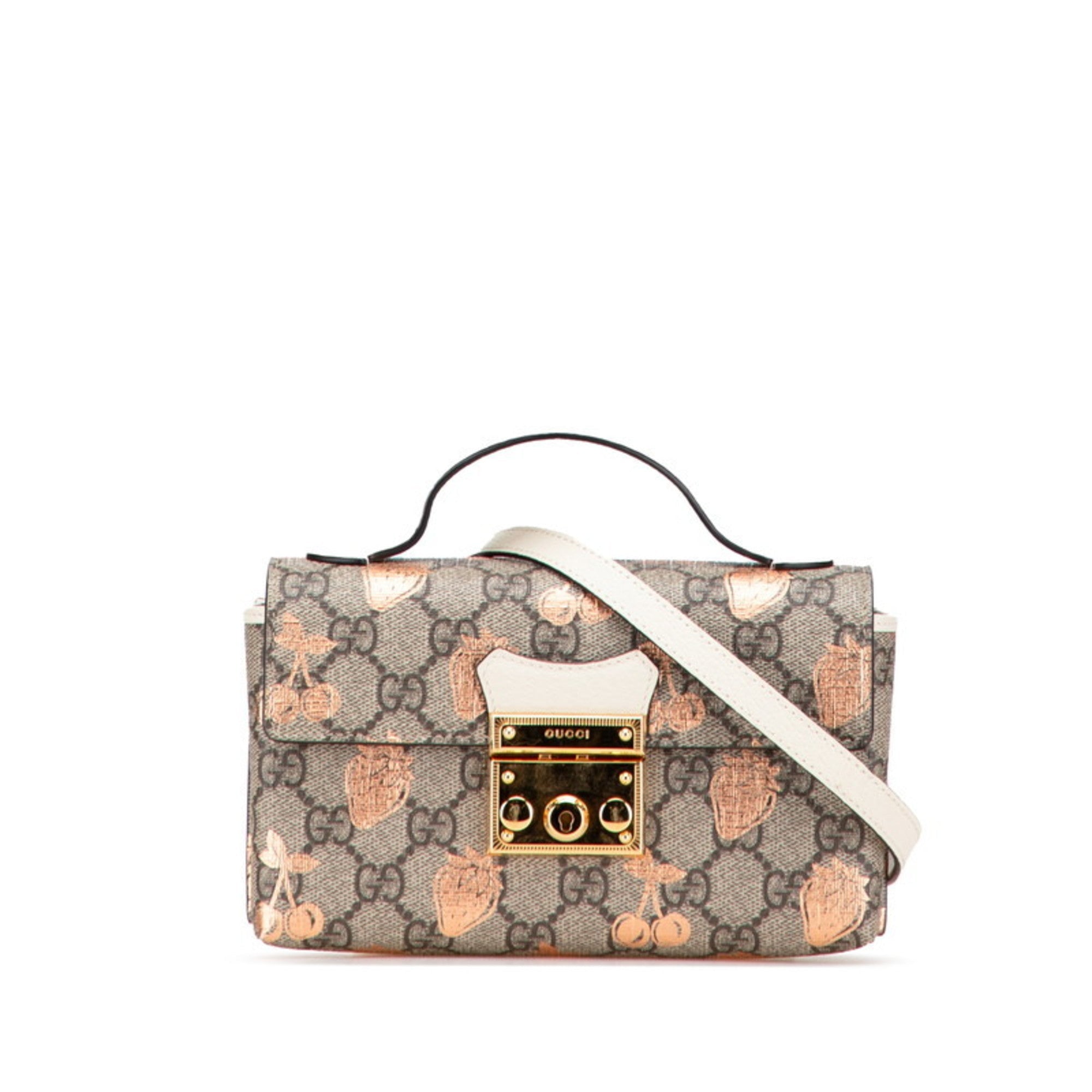 Gucci Padlock Beige Pvc Leather Handbag Shoulder Bag (Pre-Owned)