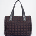 Chanel New Travel Line Brown Jacquard Leather Tote Bag (Pre-Owned)