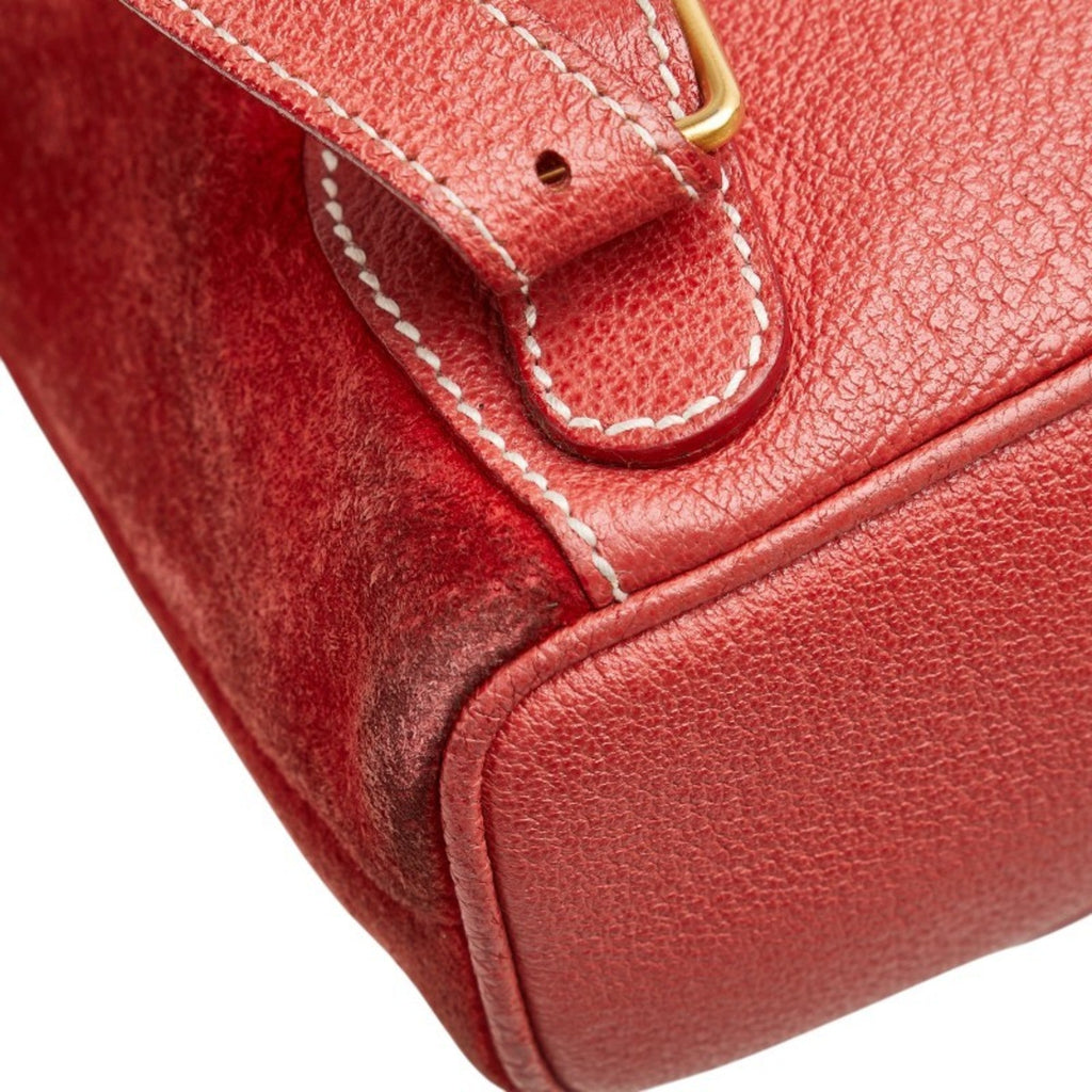 Gucci Bamboo Red Color Suede Leather Backpack (Pre-Owned)