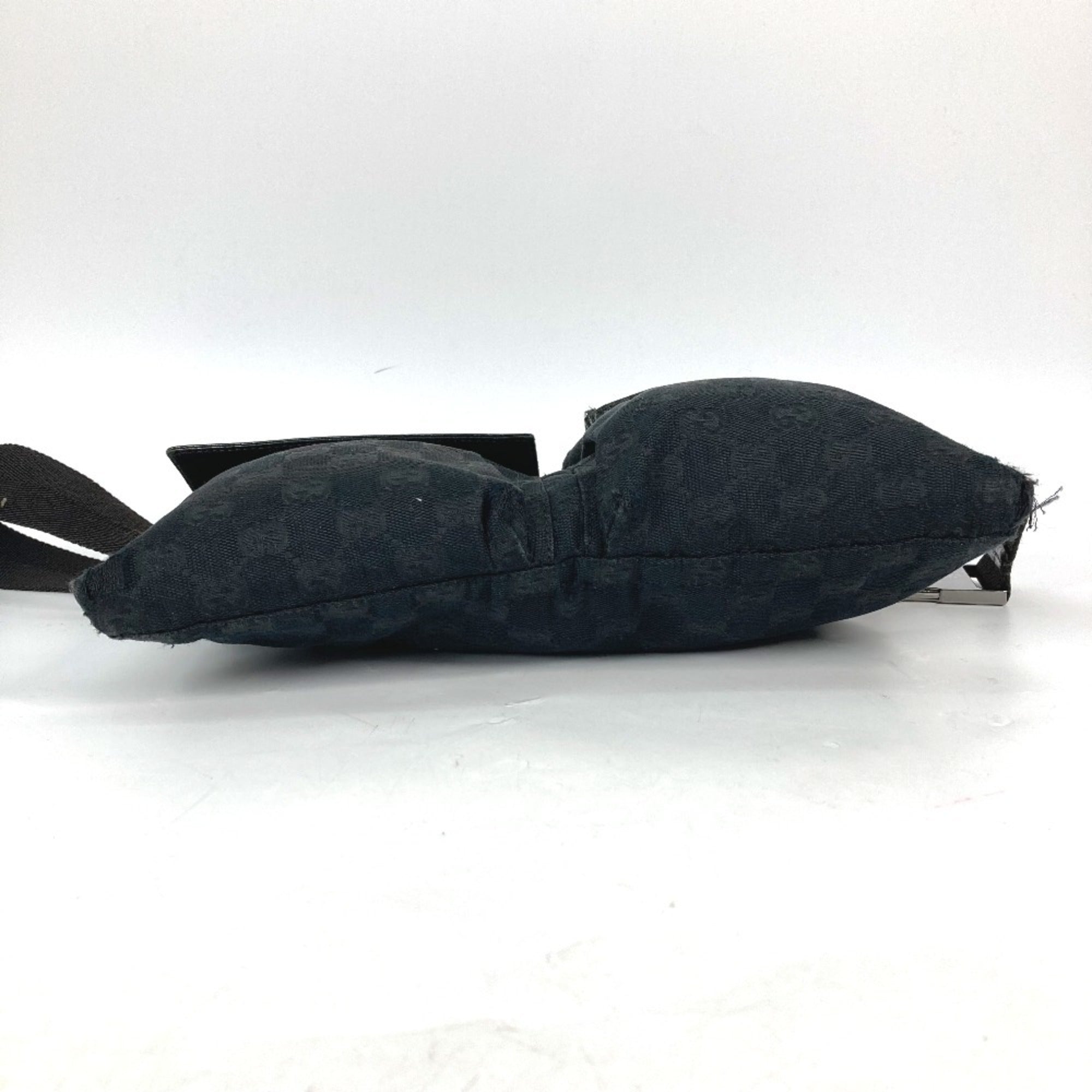 Gucci Black Gg Canvas Leather Fanny Pack Sling Bag (Pre-Owned)