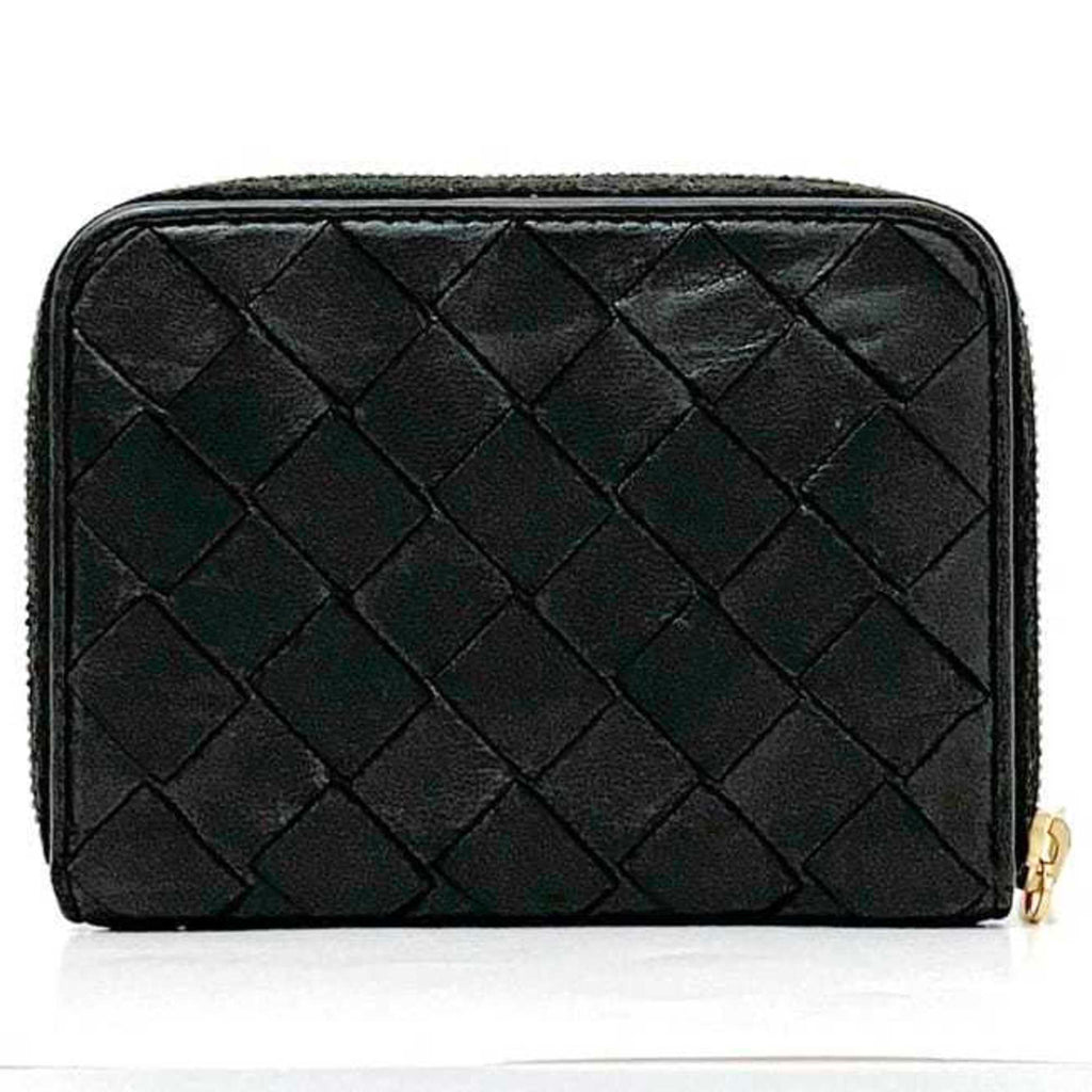 Bottega Veneta Black Leather Coin Purse/Coin Case (Pre-Owned)